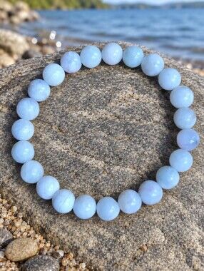 White Amazonite Beaded Stretch Bracelet | Handmade